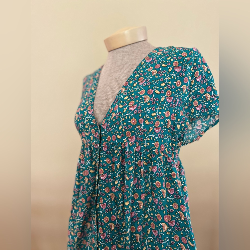 NATURAL LIFE Teal and Orange Midi Dress - Picture 10 of 13
